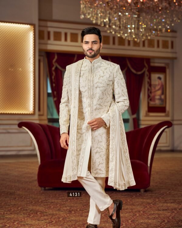 Royal Ivory Sherwani- Timeless Elegance for the Modern Groom