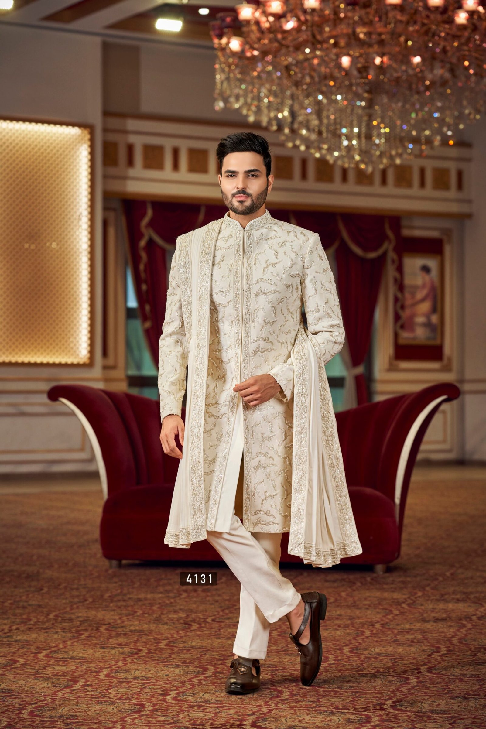 Royal Ivory Sherwani- Timeless Elegance for the Modern Groom