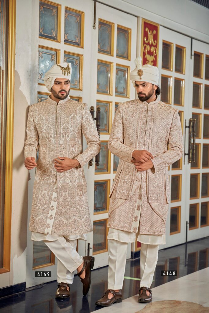 Palatial Ivory Sherwani – Inspired by Royal Architecture