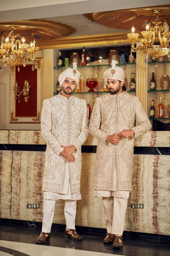 The Crowned Groom Sherwani – Royal Embroidery with Timeless Charm
