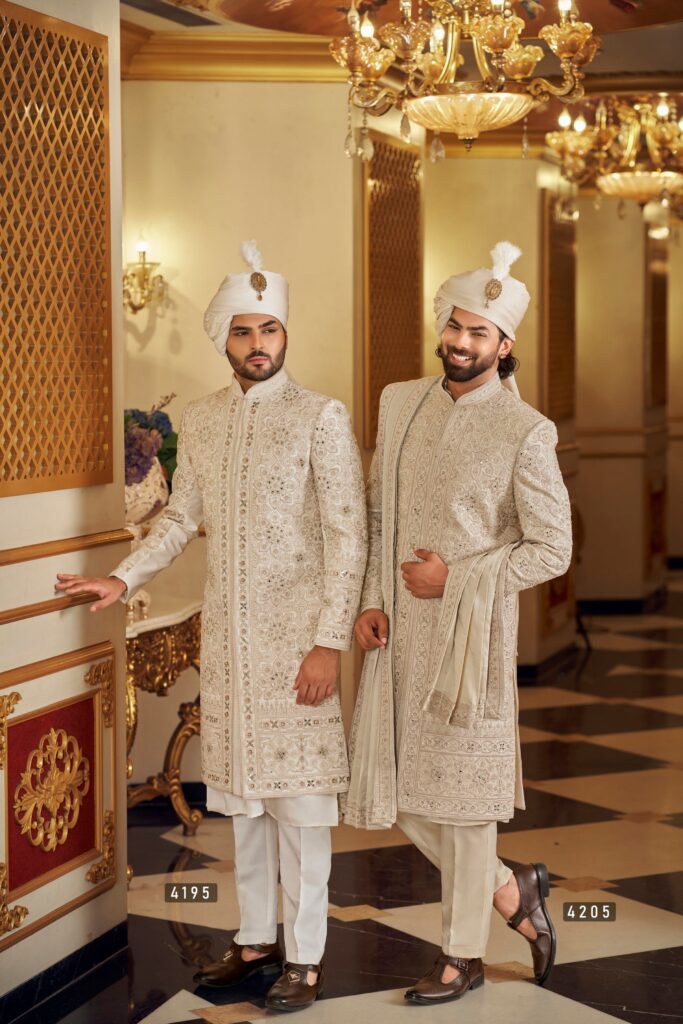 The Imperial Ivory Sherwani Duo – A Celebration of Royal Grandeur