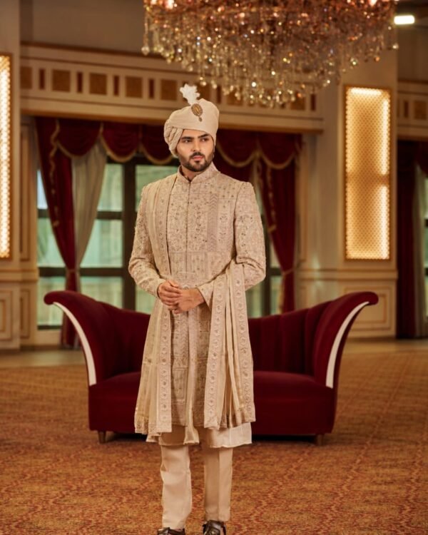 Luxury Handcrafted Wedding Sherwani – A Masterpiece of Regal Elegance