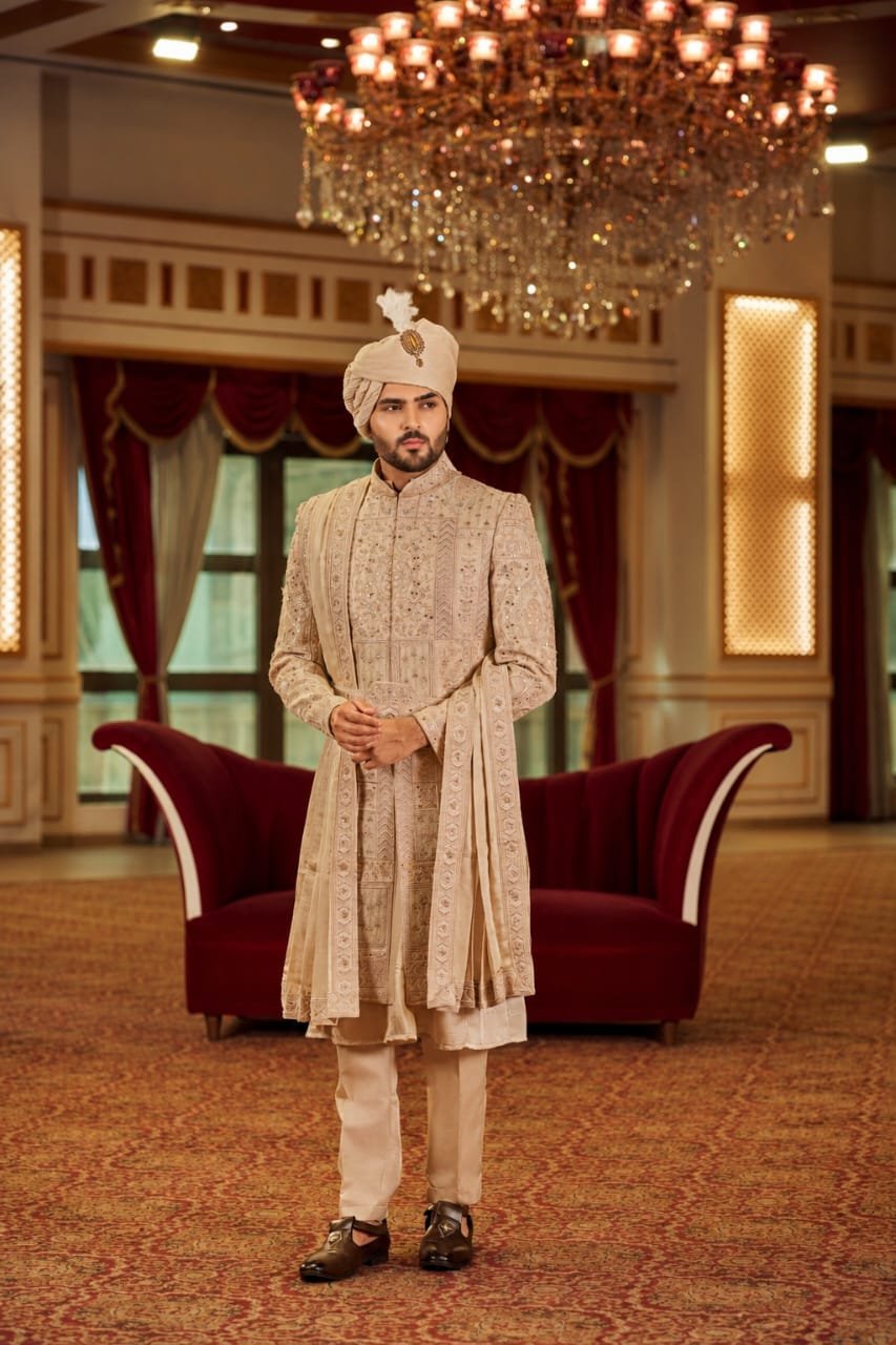 Luxury Handcrafted Wedding Sherwani – A Masterpiece of Regal Elegance