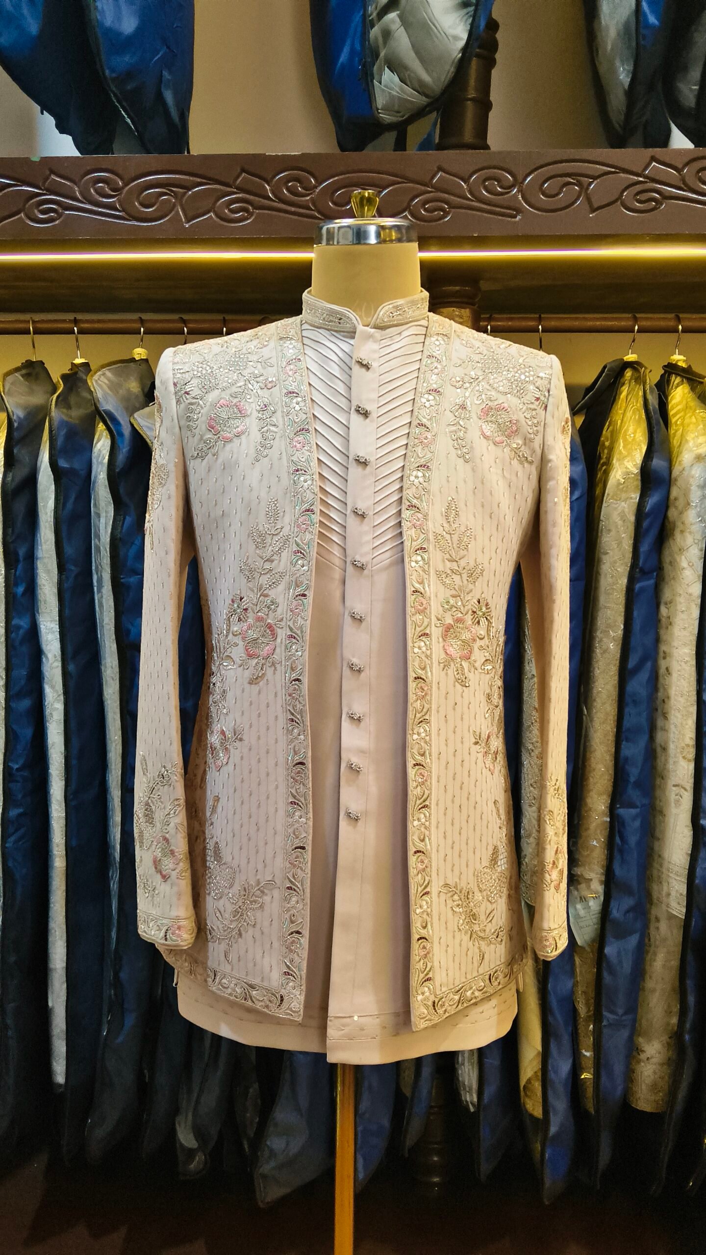 Blush Pink Floral Embroidered Indo-Western
