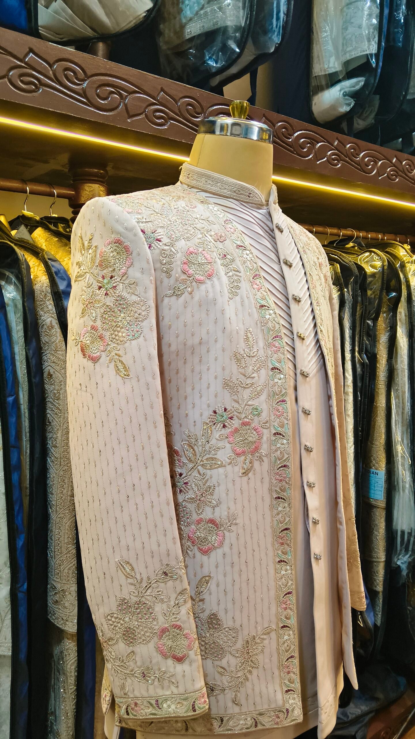 Blush Pink Floral Embroidered Indo-Western - Image 4