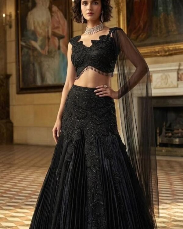 Black Floral & Embroidery Lehenga