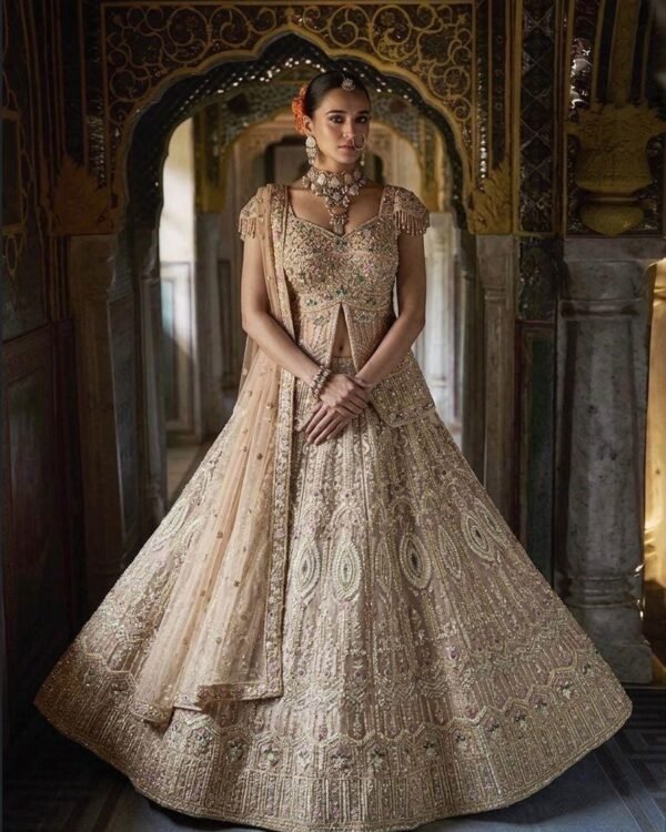 Blush Beige Sequins, Beads & Ornamental Detailing Lehenga