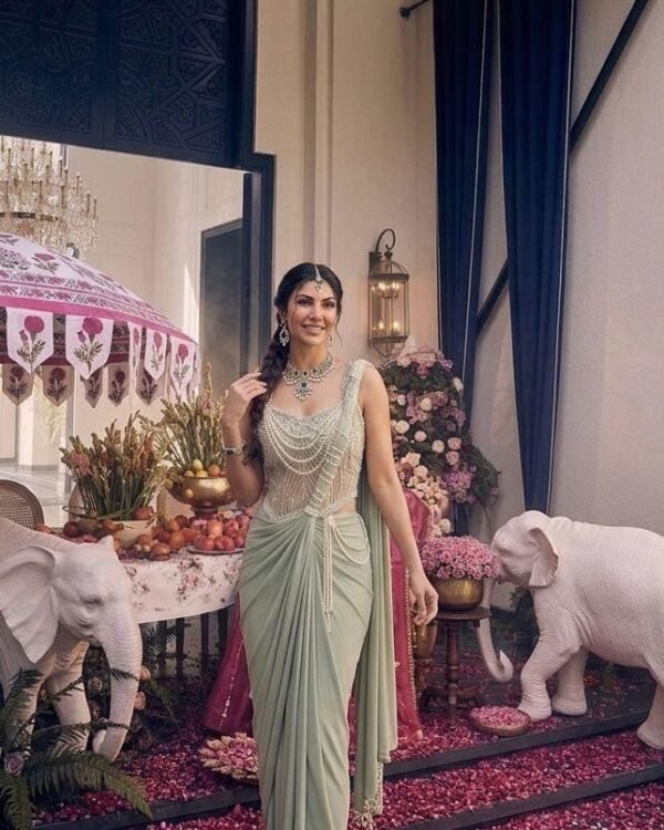 Sage Green Draped Saree