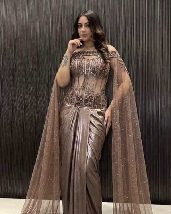 Champagne Draped Saree