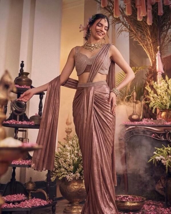 Mauve Rose Pre-Draped Saree