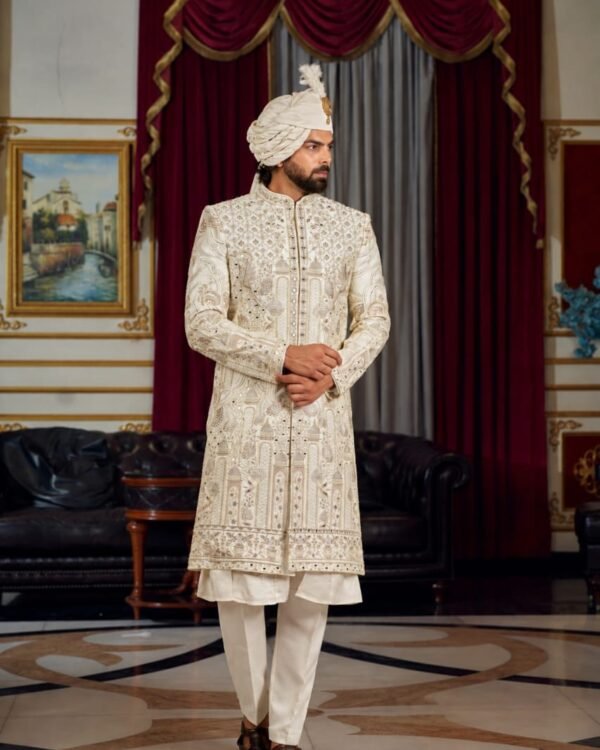 sherwani with Fine Ornamental & Tonal Embroidery