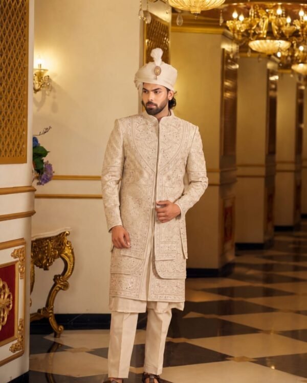 Premium Sherwani With Ornamental Motifs