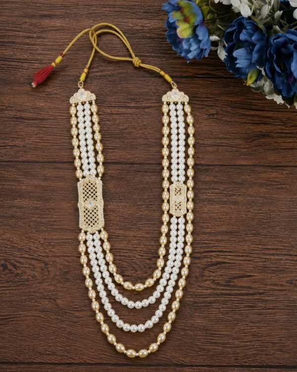 Pearl White & Champagne Gold Necklace