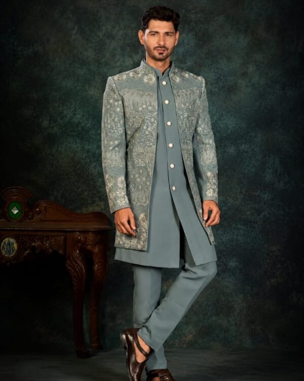 Sage Grey Designer Indo-Western