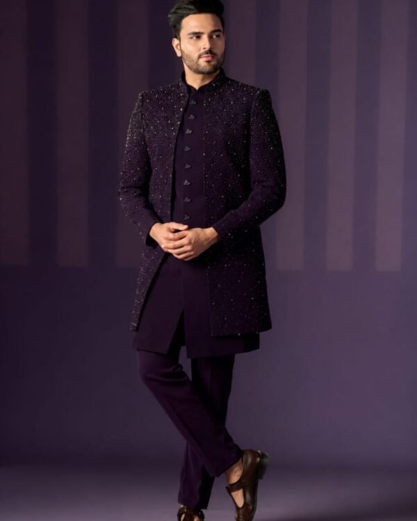Wine Indo-Western with Artisan Finishing