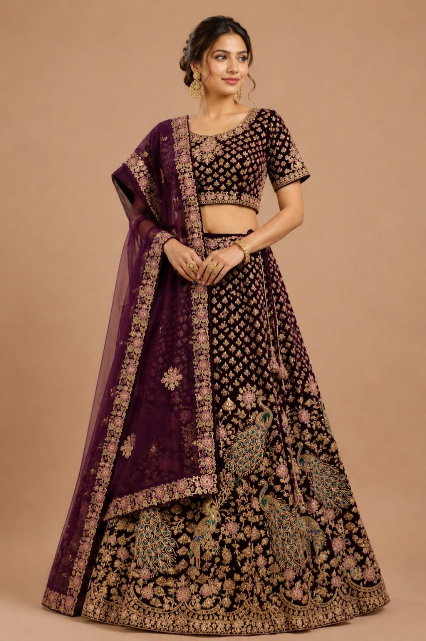 Deep Plum Lehenga