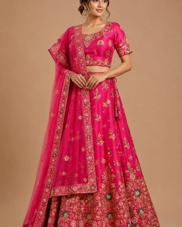 Hot Pink Bloom Lehenga