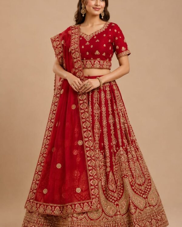 Crimson Red Bridal Lehenga