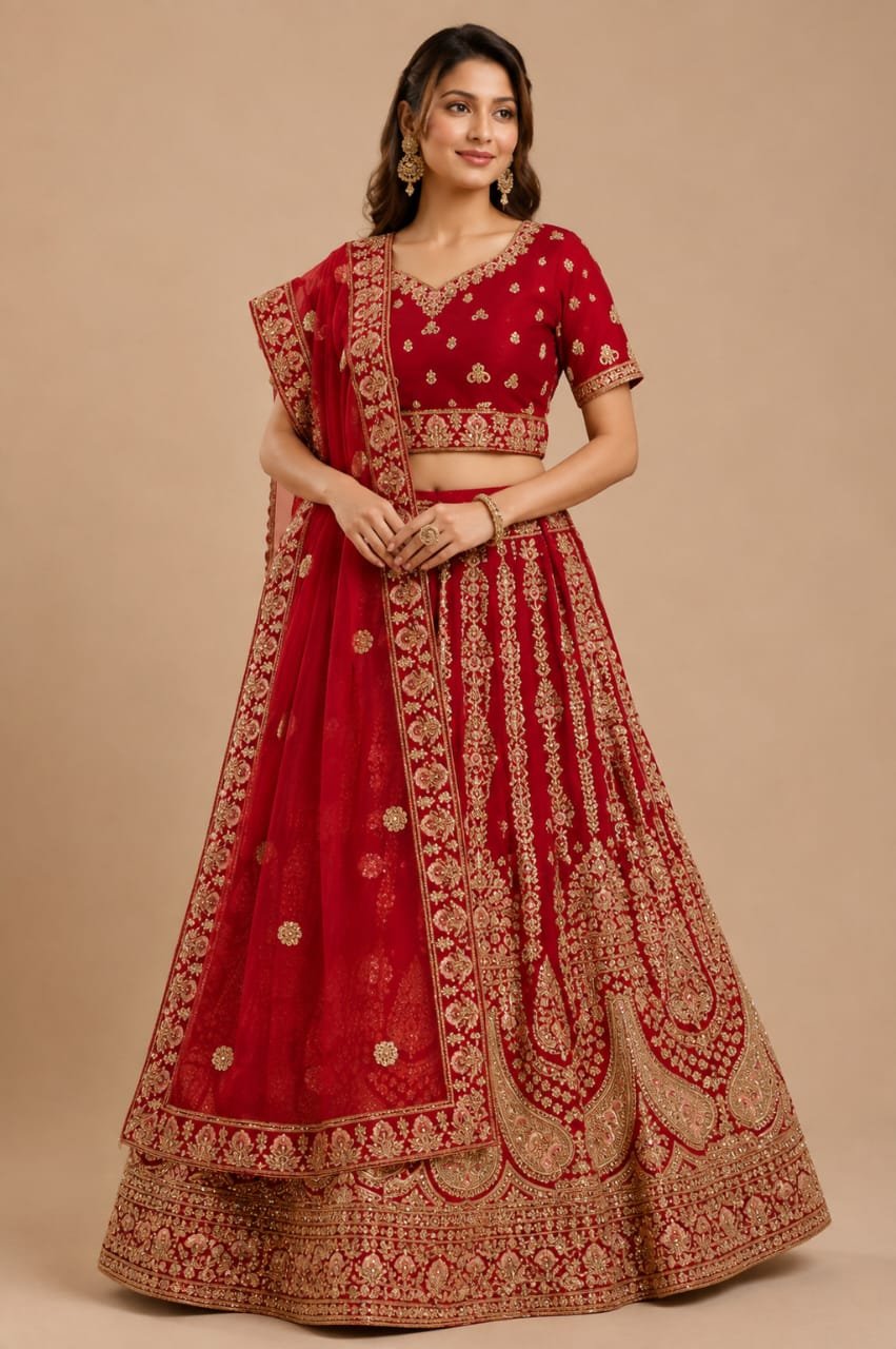 Crimson Red Bridal Lehenga