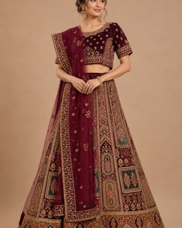 Deep Marron Lehenga
