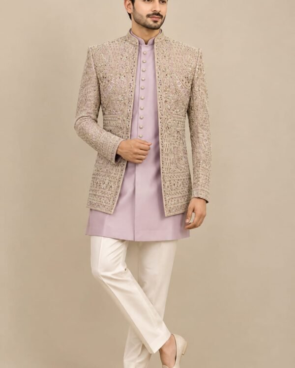 Lavender Embroidered Indo-Western