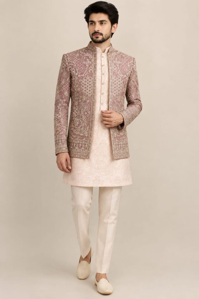 Dusty Rose Embroidered Indo-Western