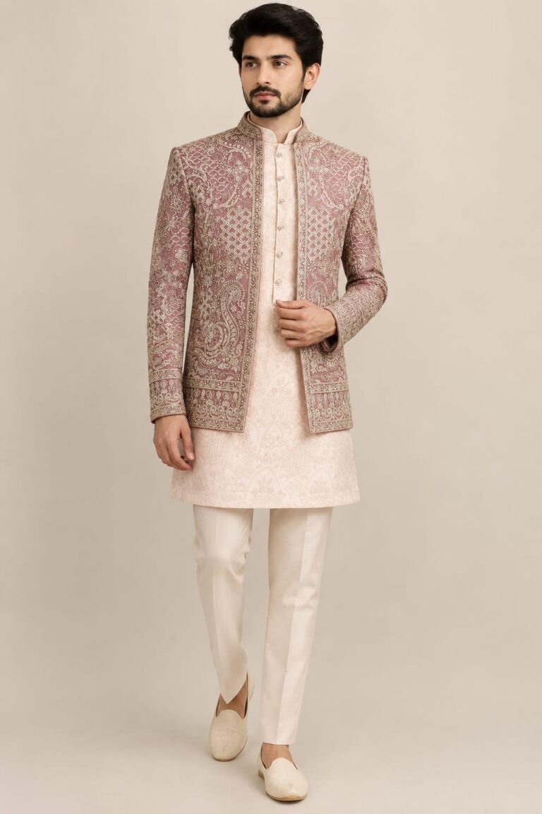 Dusty Rose Embroidered Indo-Western