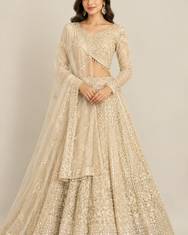 Ivory Champagne Lehenga