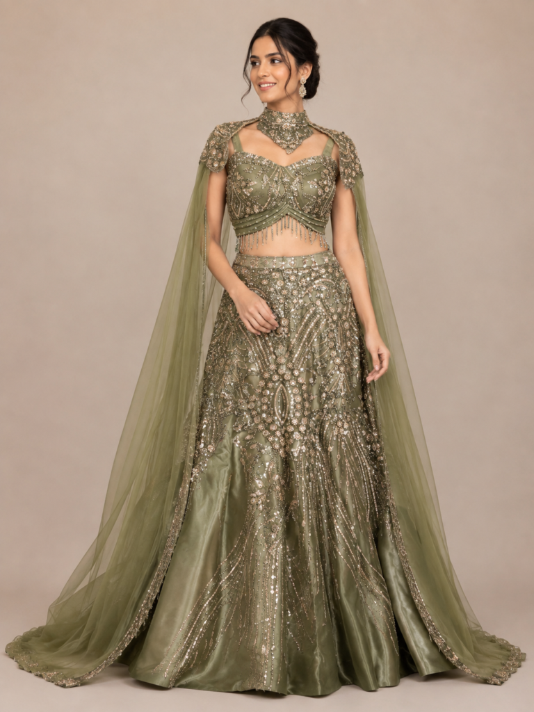 Sage Green Couture Lehenga