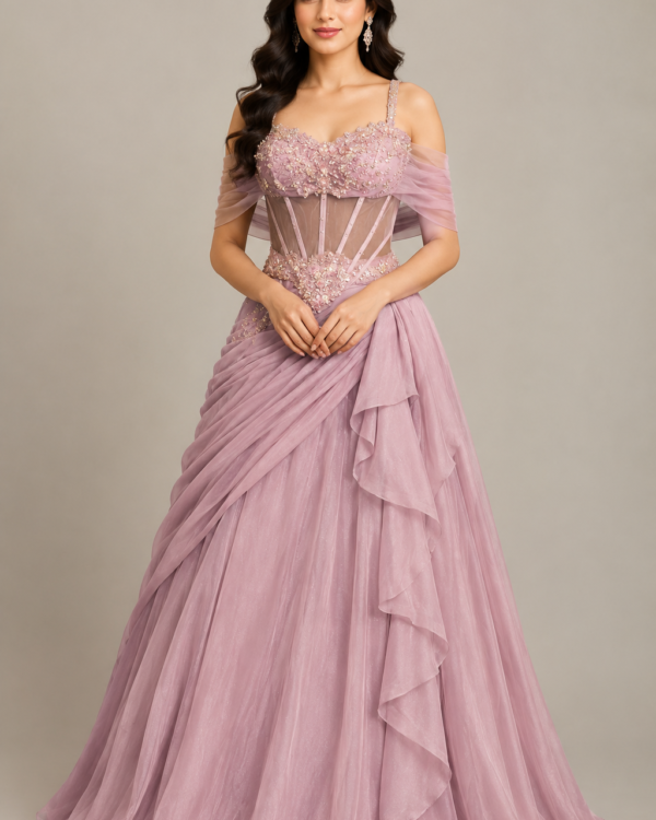 Blush Rose Draped Gown