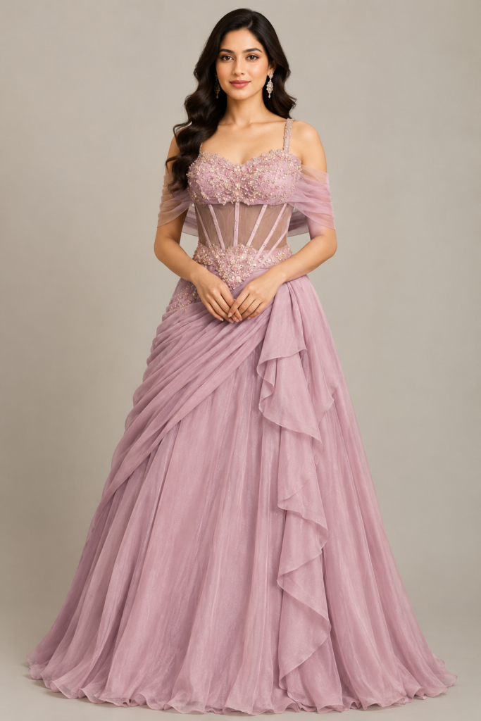 Blush Rose Draped Gown