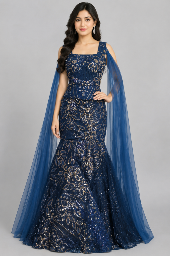 Sapphire Sequin Gown