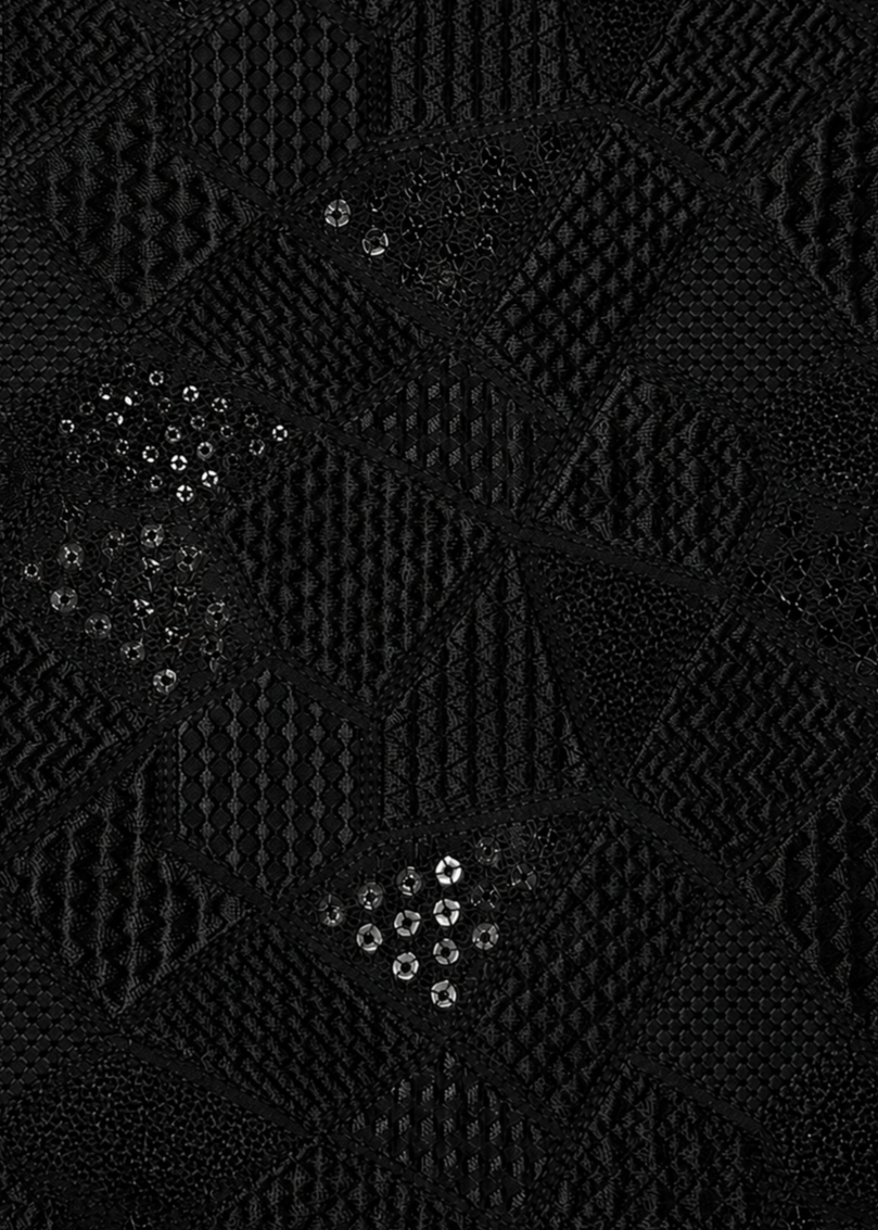 Blue Sequins & Textured Weaving fabric