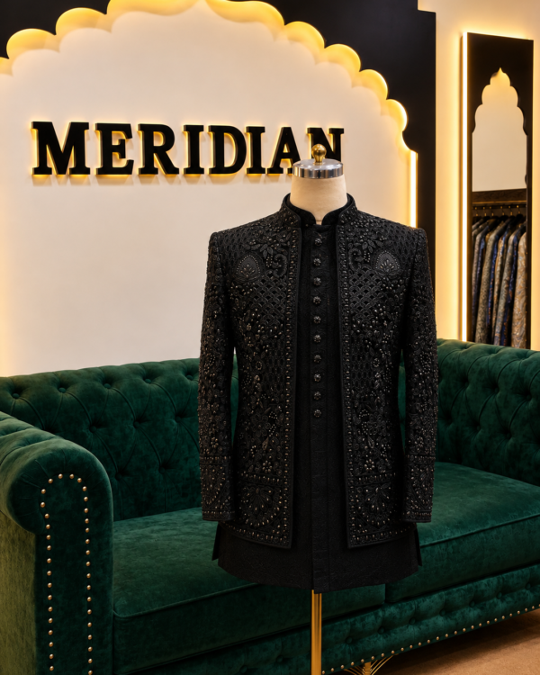 Black Embroidered Indo-Western