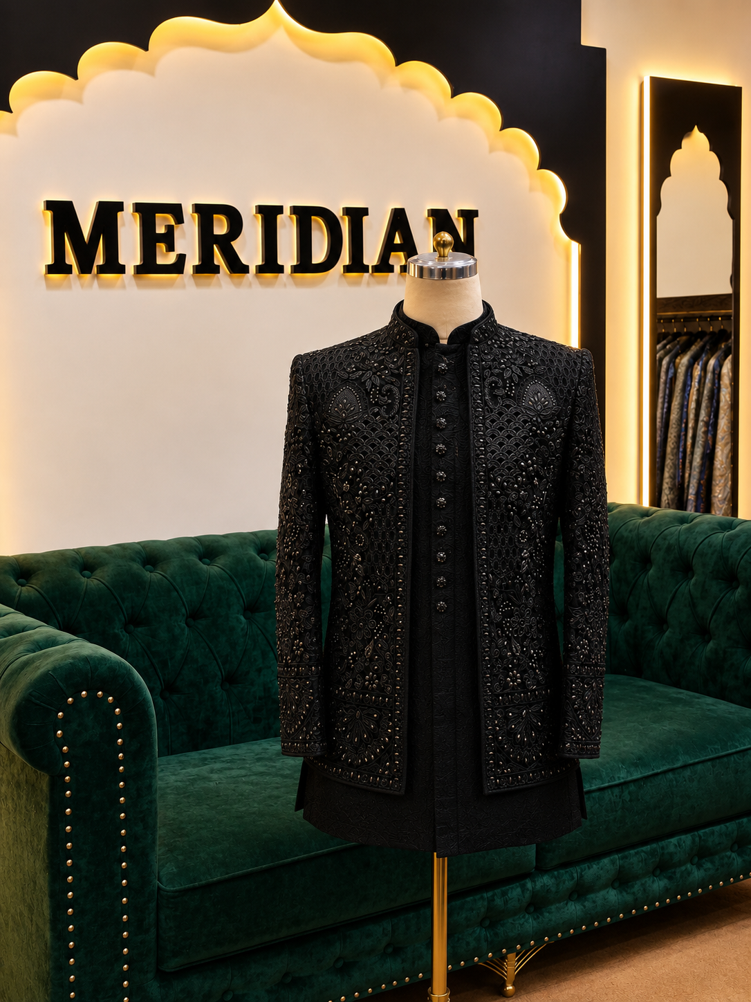 Black Embroidered Indo-Western