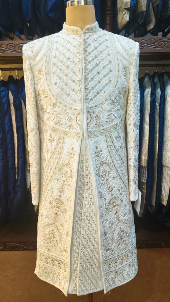Off White Embroidered Sherwani