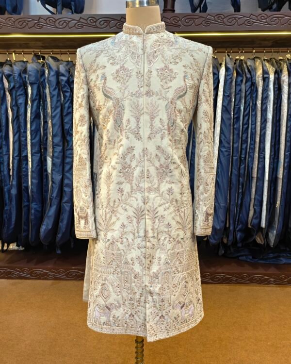 Ivory Floral Embroidered Sherwani