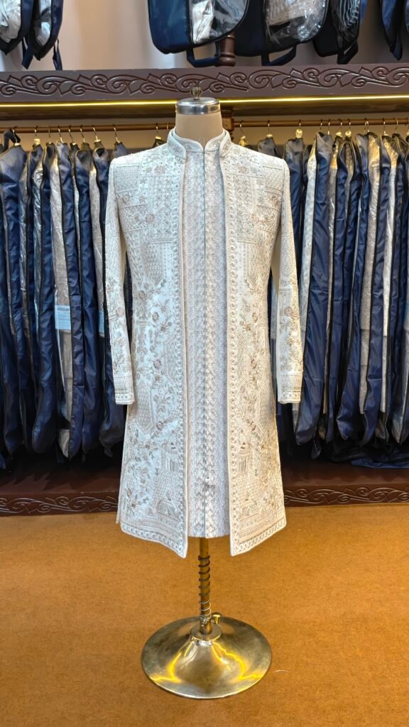 Off White Embroidered Sherwani