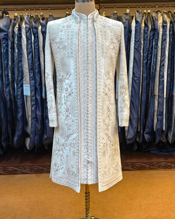 Off White Embroidered Sherwani