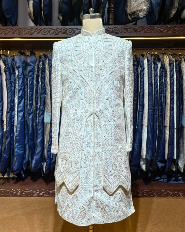 Off White Embroidered Sherwani