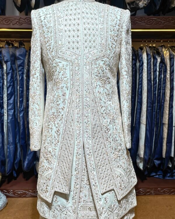 Off White Floral Embroidered Royal Sherwani