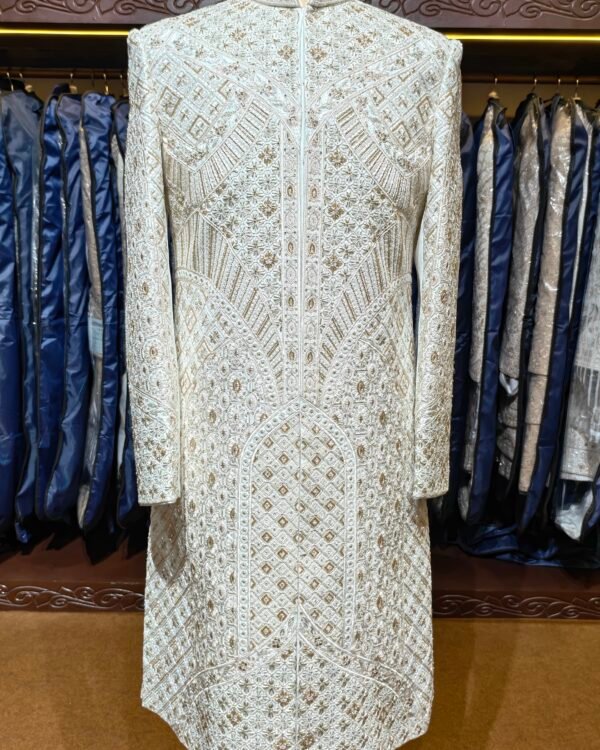 Off White Heritage Embroidered Sherwani