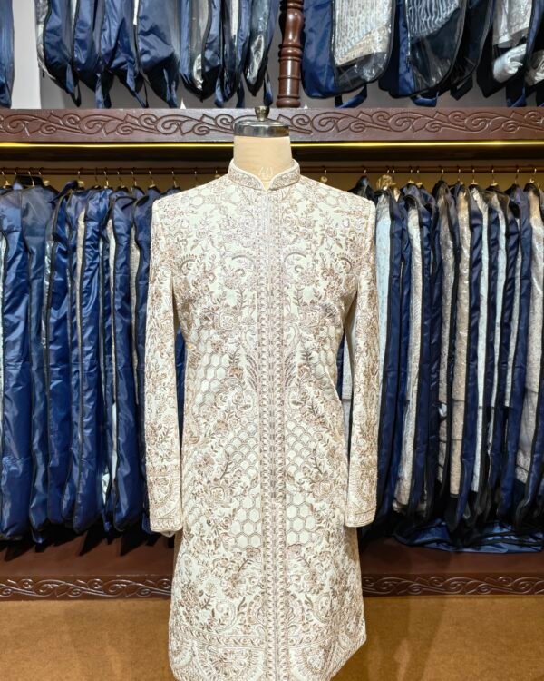 Rose Gold Floral Embroidered Sherwani