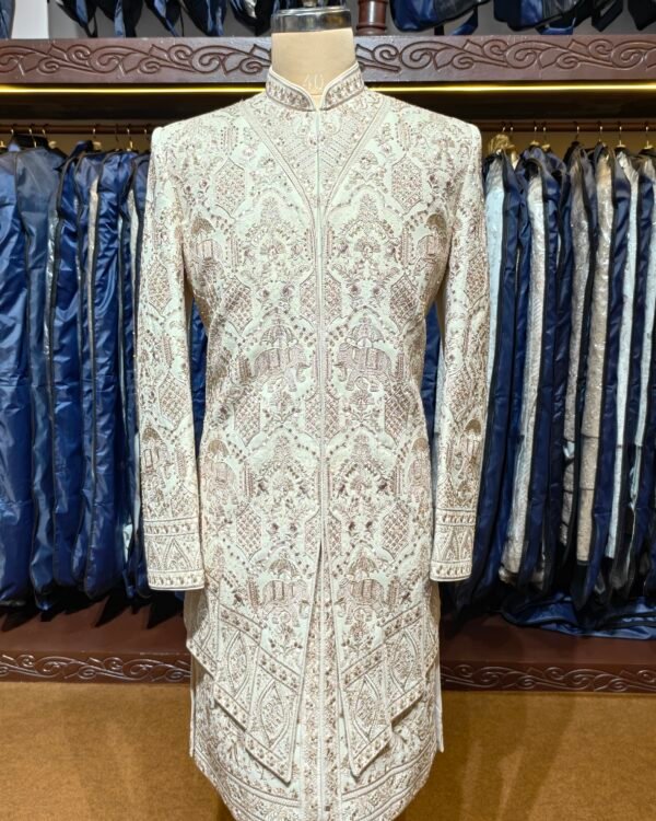 Rose Gold Floral Embroidered Sherwani