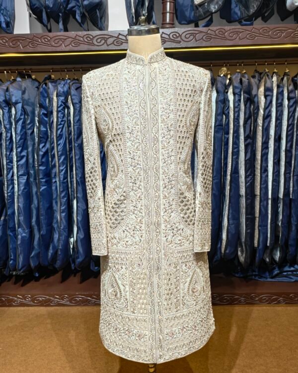 Rose Gold Floral Embroidered Sherwani