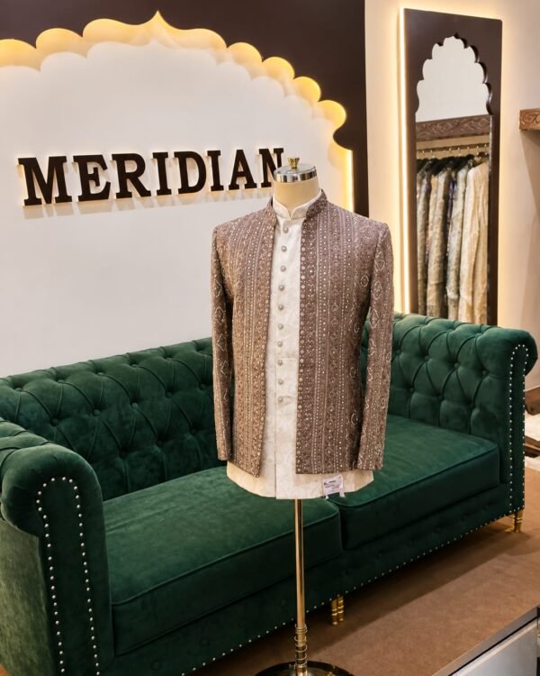 Mocha Brown Embroidered Indo-Western