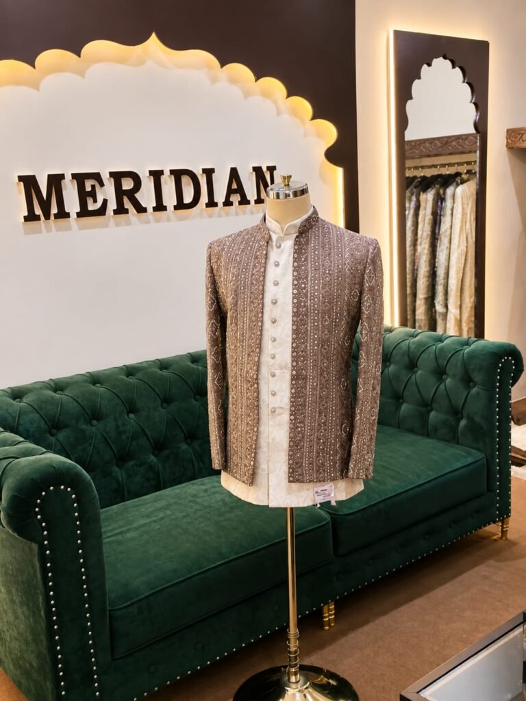 Mocha Brown Embroidered Indo-Western