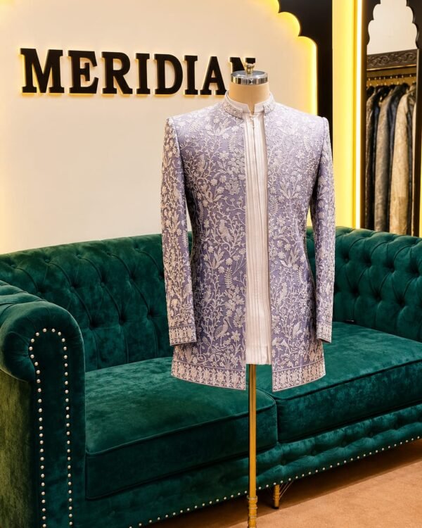 Lavender Floral Embroidered Indo-Western