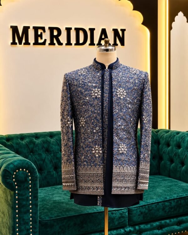 Navy Blue Embroidered Indo-Western
