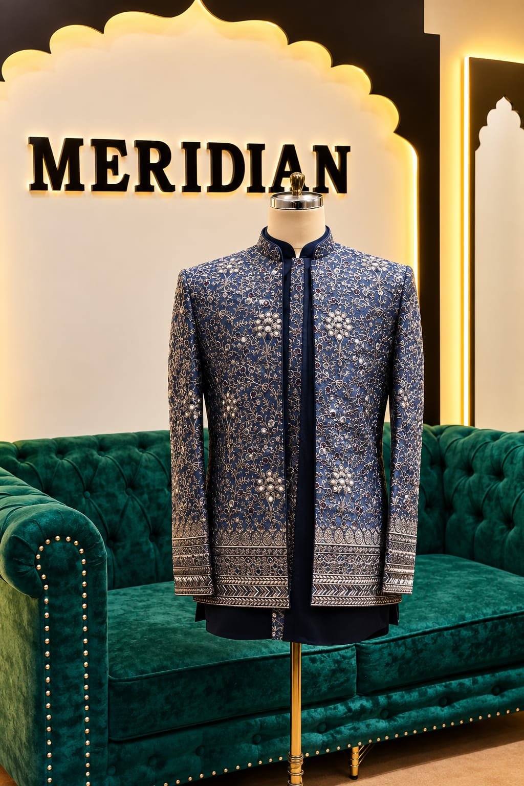 Navy Blue Embroidered Indo-Western
